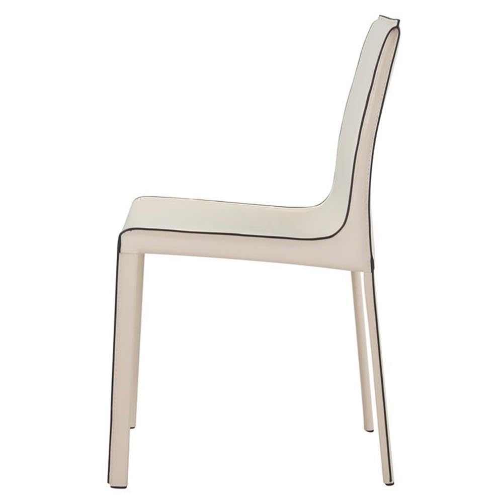 New Pacific Direct Gervin Recycled Leather Chair,Powder Coated Steel,Vanilla White,Fully Assembled,Set of 2