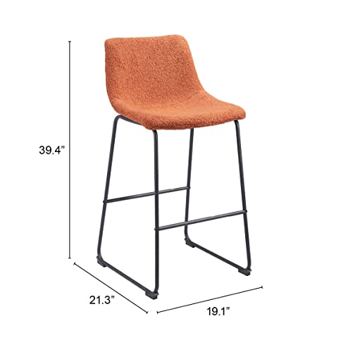 Zuo Smart Barstool Burnt Orange