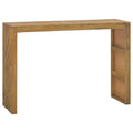 vidaXL Solid Teak Wood Console Table - 43.3"x13.8"x29.5" with Erosion Finish, Rustic Brown Entryway/Hallway Sideboard with Industrial 3D Shaped Legs