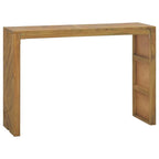 vidaXL Solid Teak Wood Console Table - 43.3"x13.8"x29.5" with Erosion Finish, Rustic Brown Entryway/Hallway Sideboard with Industrial 3D Shaped Legs