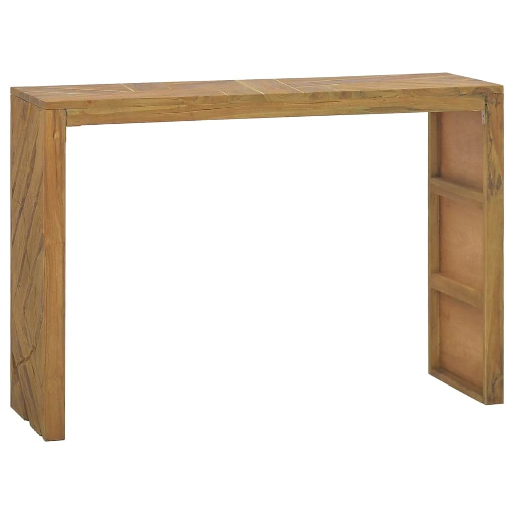 vidaXL Solid Teak Wood Console Table - 43.3"x13.8"x29.5" with Erosion Finish, Rustic Brown Entryway/Hallway Sideboard with Industrial 3D Shaped Legs