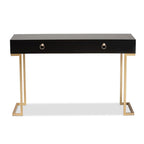 Baxton Studio Beagan Modern and Contemporary Black Finished Wood and Gold Metal 2-Drawer Console Table Black/Wood