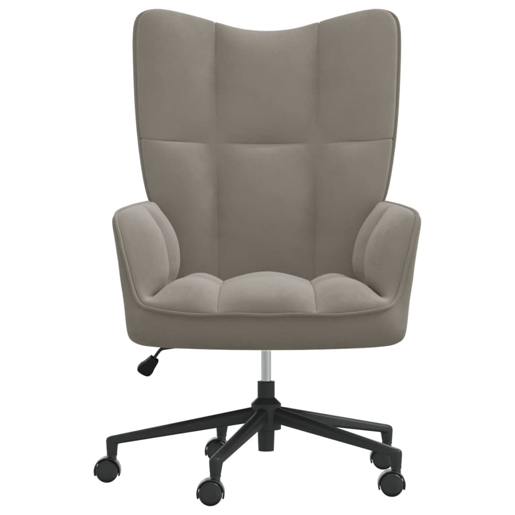 vidaXL Relaxing Chair with Adjustable Height in Light Gray Velvet, Steel Frame, and Swivel Mechanism - Modern Seating for Office or Living Room
