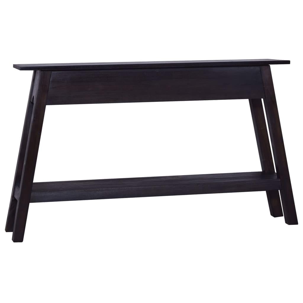 vidaXL Solid Mahogany Wood Console Table - Rectangular Black Light Coffee Finish, Polished & Lacquered, Extra Storage Shelf, Easy Assembly, Sturdy & Durable