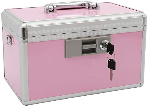 xydstay Medicine Box, First Aid Safe Medication Storage Box,Layered Aluminum Daily Medicine Cabinet,10.2 x 6.2 x 7.7, Pink