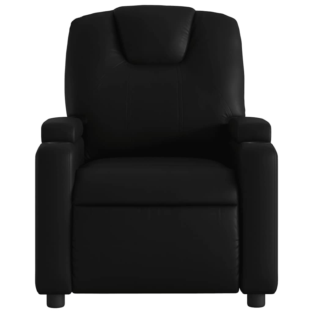 vidaXL Black Faux Leather Recliner - Manual Reclining Function, Dual Cup Holders, 135-Degree Tilt, Padded Armchair for Living Room, Standard, 372389