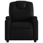 vidaXL Black Faux Leather Recliner - Manual Reclining Function, Dual Cup Holders, 135-Degree Tilt, Padded Armchair for Living Room, Standard, 372389