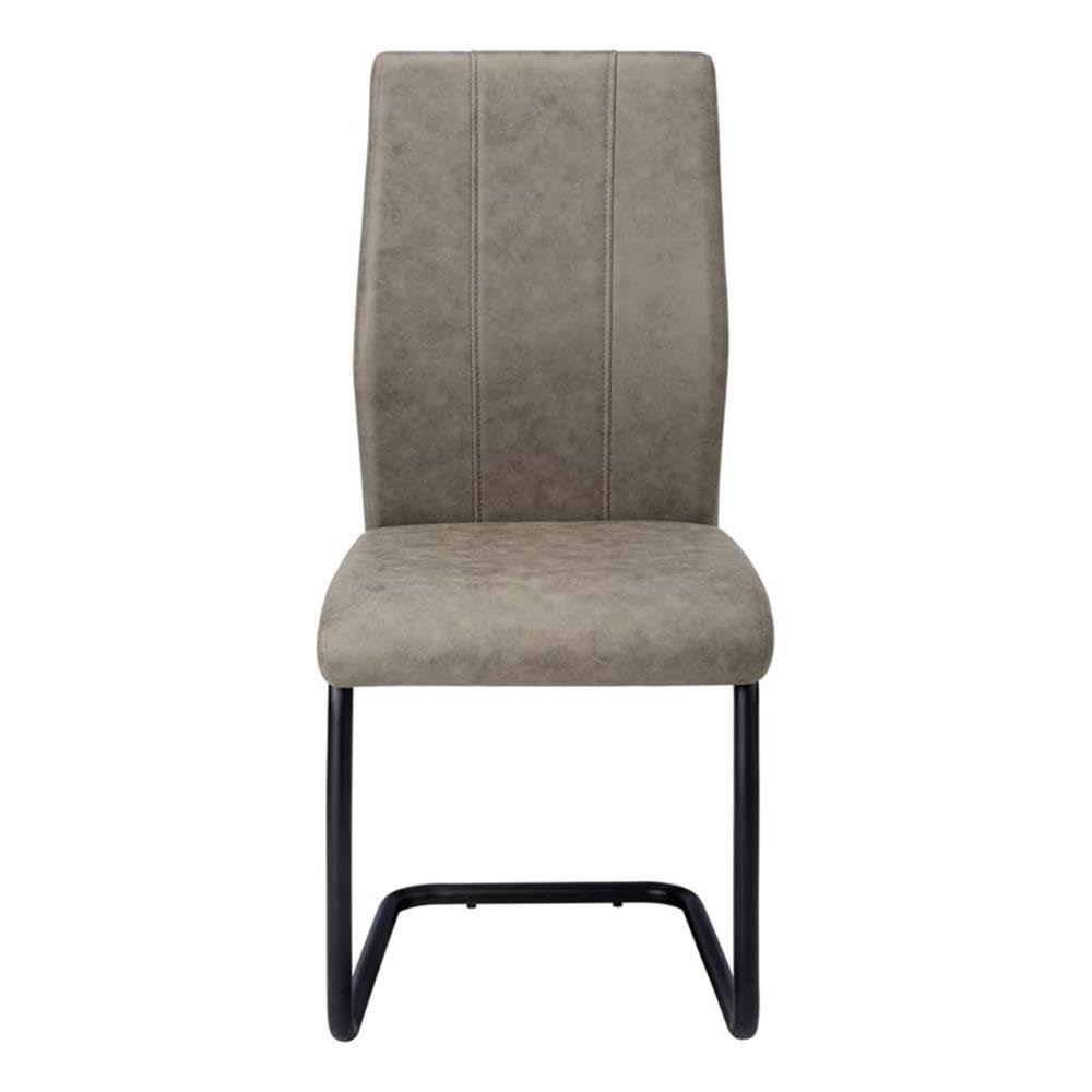 Monarch Specialties Chair-2Pcs / 39&quot; H/Taupe Fabric/Black Metal Dining Chair