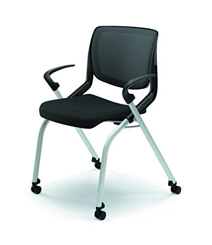 HON Motivate Guest Chair with Fixed Arms, Nesting Stacking Chair, Black (HMN2)