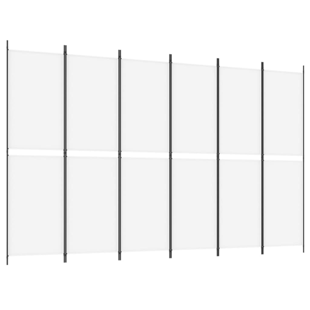 vidaXL 6-Panel Room Divider in White Fabric - Versatile Folding Screen for Privacy, Sun Protection and Interior Decoration, Ideal for Bedroom, Living Room, Office