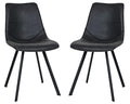 LeisureMod Markley Modern Leather Dining Chair With Metal Legs Set of 2