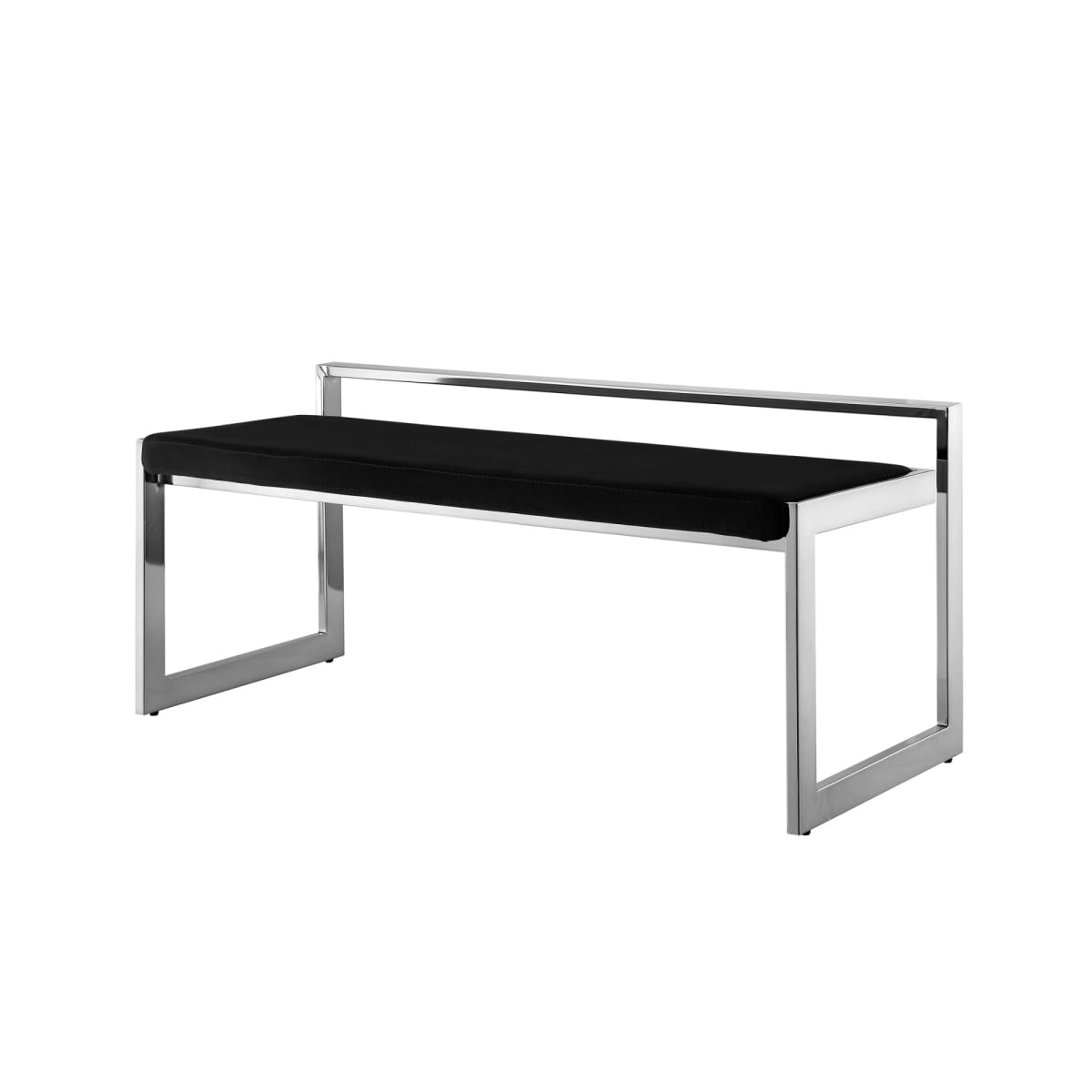 HomeRoots 490958 20.8 x 20.5 x 48 in. Black & Silver Upholstered Upholstery Entryway Bench