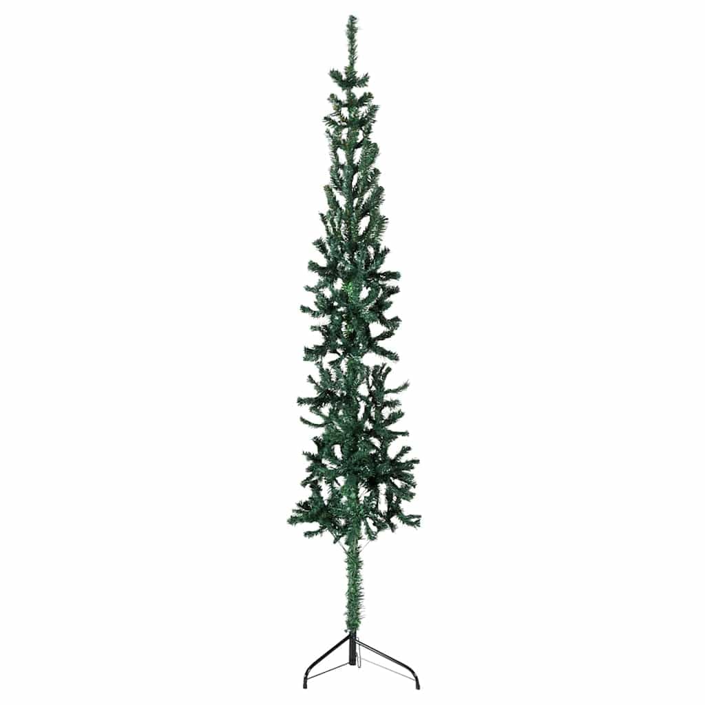 vidaXL Slim Artificial Half Christmas Tree with Stand Green 47.2"