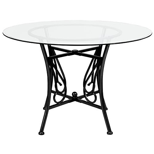 Flash Furniture Princeton 45'' Round Glass Dining Table With Black Metal Frame