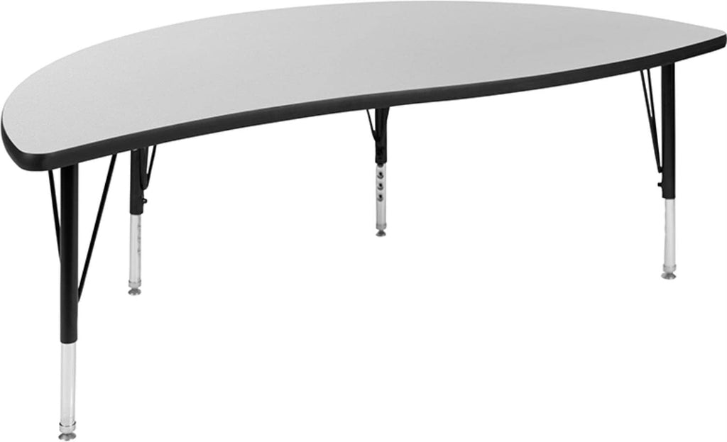 Flash Furniture Emmy 60" Circle Wave Flexible Laminate Activity Table Set with 12" Student Stack Chairs, Oak/Black