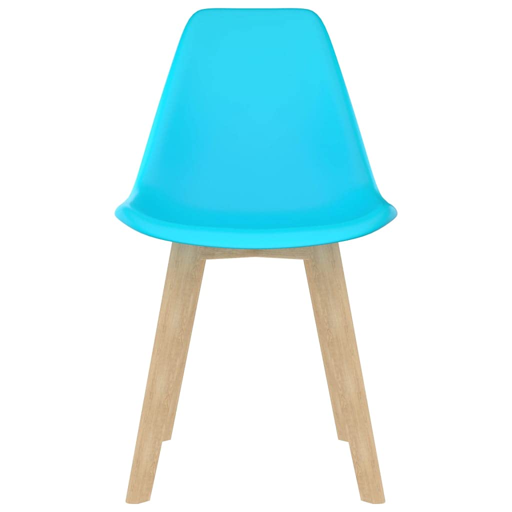 vidaXL 4X Dining Chair Turquoise Solid Wood Leg Plastic Seat Kitchen Furniture