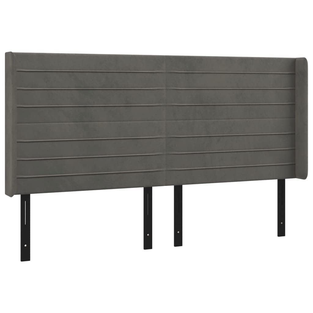 vidaXL LED Headboard Home Indoor Bedroom Bed Accessory Upholstered Bed Header Furniture with LED Dark Gray 79.9"x6.3"x46.5"/50.4" Velvet