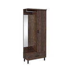 Acme Tsula Wooden and Mirror 1-Drawer Hall Tree with 1 Door in Rustic Walnut
