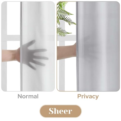 Homeideas Non-See-Through Light Grey Privacy Sheer Curtains 52 X 96 Inches Long 2 Panels Sheer Curtains Light Filtering Window Curtains Drapes For Bedroom Living Room