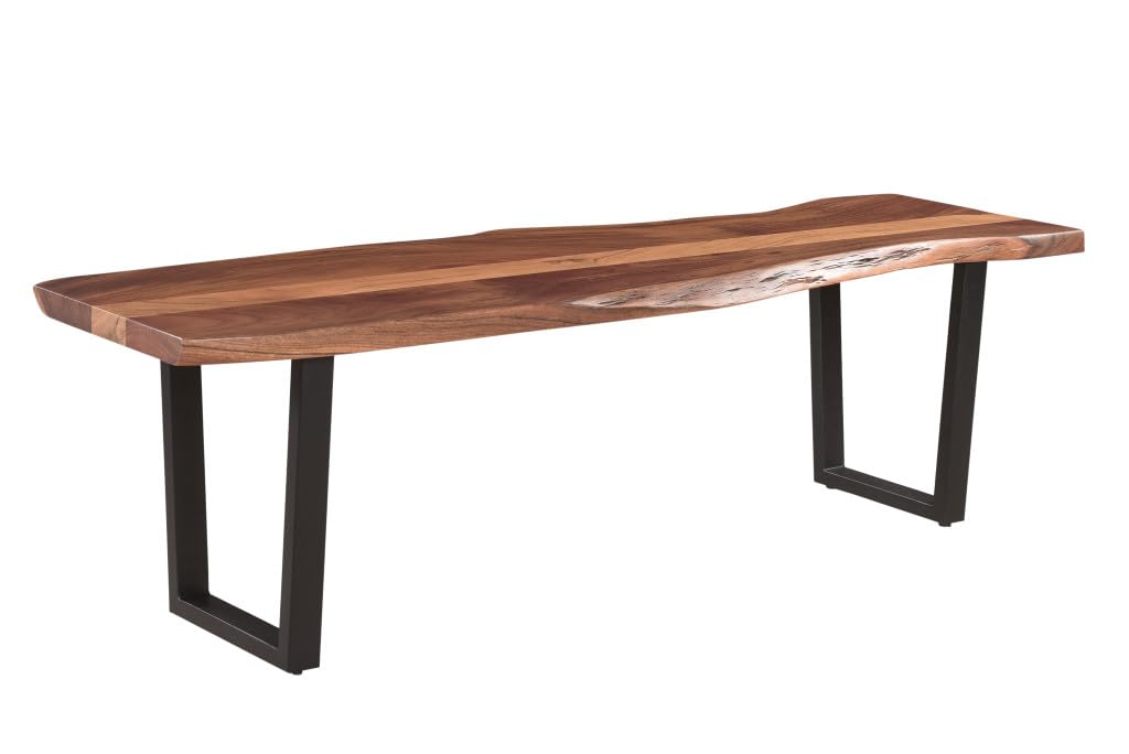 HomeRoots 522084 66 in. Solid Wood Dining Bench Brown & Black
