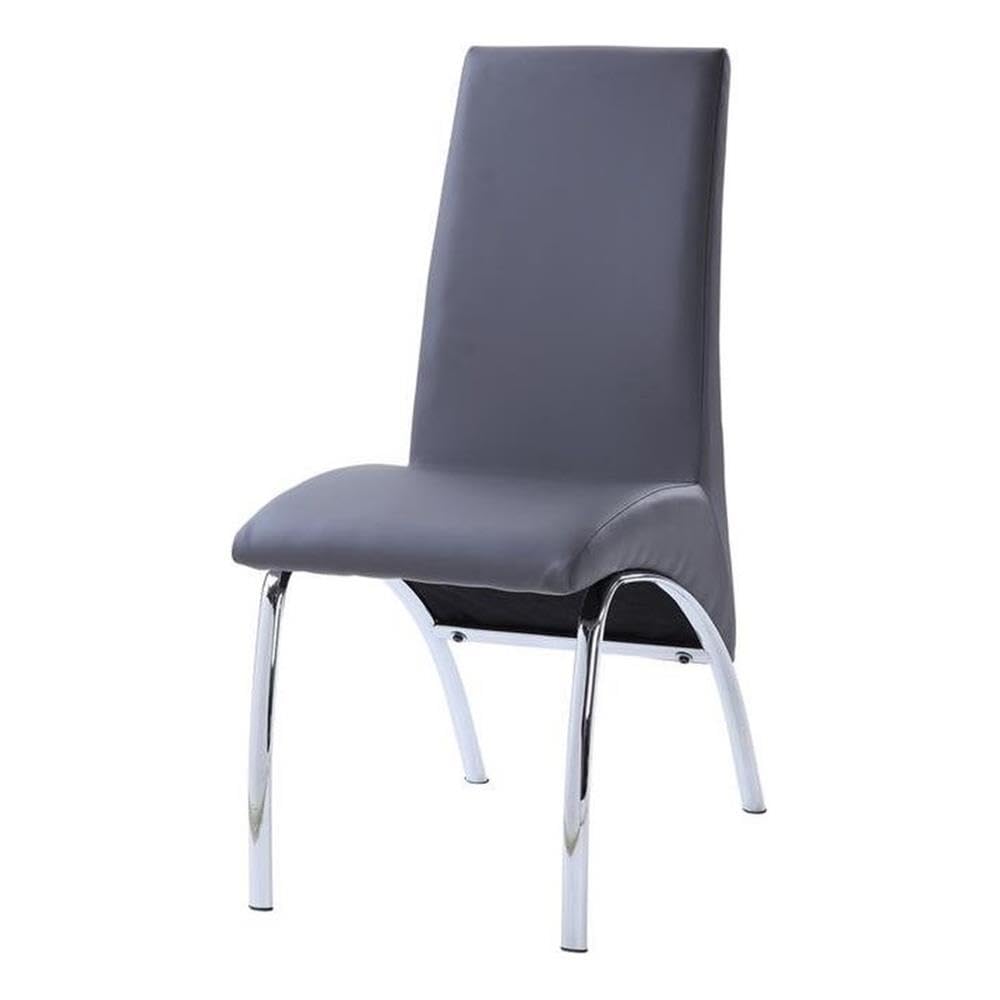 Acme Noland Side Chair (Set-2) In Gray Pu & Chrome