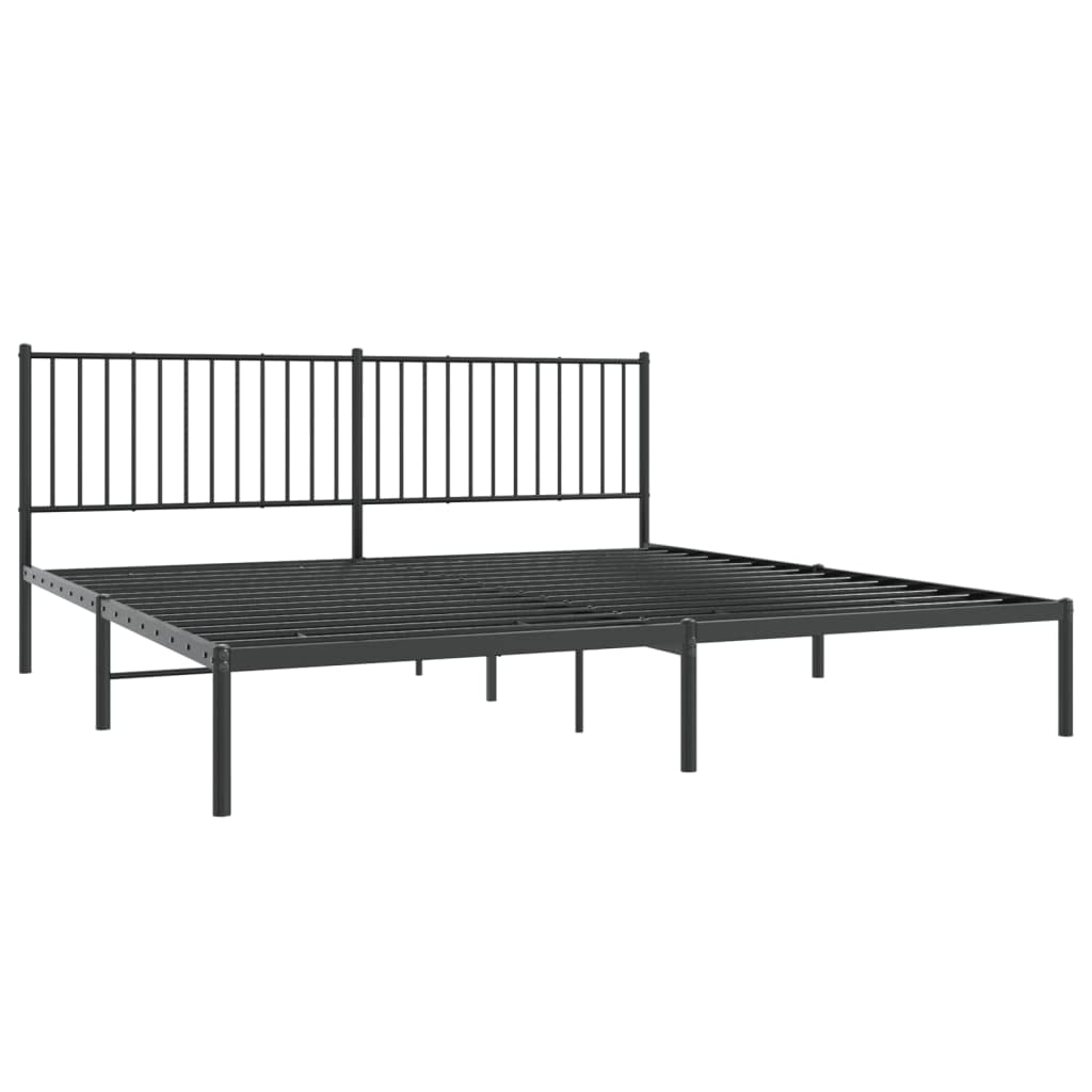 vidaXL 12-Inch Black Metal King Bed Frame with Headboard, Heavy-Duty Construction with Under-Bed Storage for Modern Bedroom, No Box Spring Needed & Easy Assembly, No Mattress