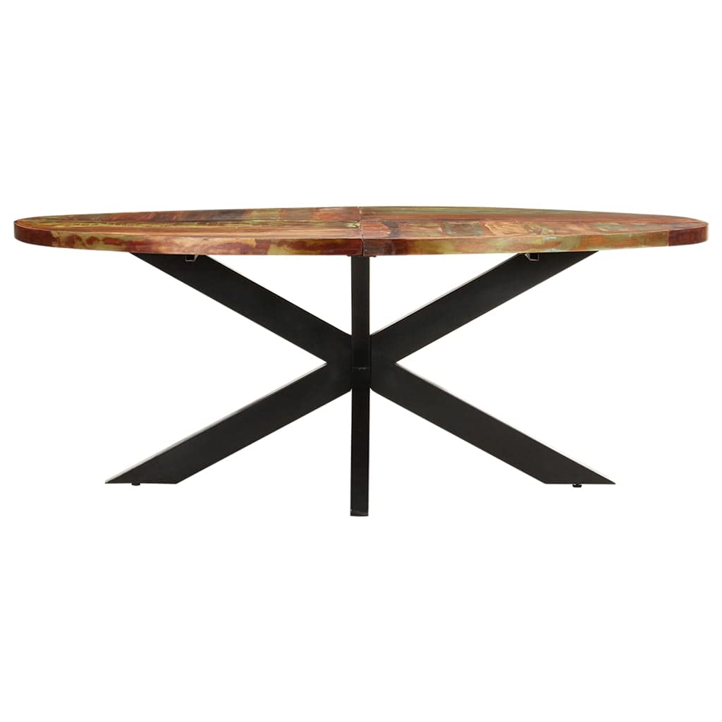 vidaXL Oval Dining Table in Solid Reclaimed Wood - Handmade, Eco-Friendly, with Sturdy Tabletop and Powder-Coated Steel