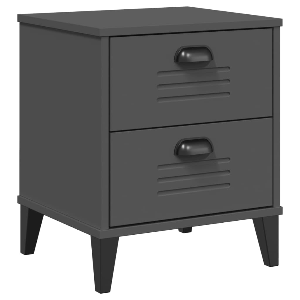 vidaXL Bedside Cabinet/Accent End Table - Anthracite Gray - Engineered Wood - 2 Drawers - 15.7&quot;x13.8&quot;x18.9&quot; - Bedroom/Living Room - Industrial Design - Easy to Clean - Plastic Handles