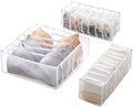 Fusiontec Underwear Drawer Organizer Divider, 4 Set Drawer Dividers Foldable Closet Storage Boxes With 6+7+11+11 Compartments, F