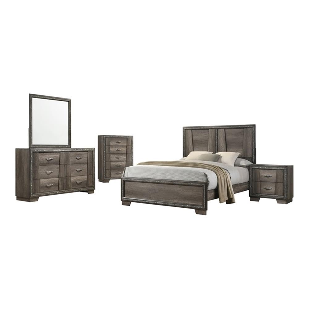 Coaster Janine Eastern King Bed 5-Piece Set, Grey