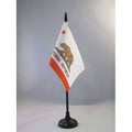 California Table Flag 4' X 6' - Californian Desk Flag 15 X 10 Cm - Black Plastic Stick And Base - Az Flag