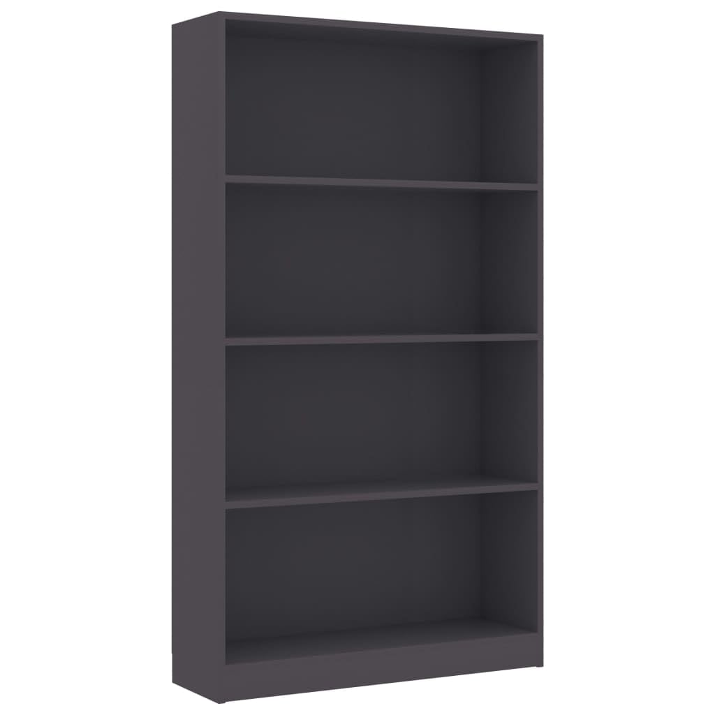 vidaXL Bookshelf, 4-Layer Design Bookcase, Freestanding Display Storage Shelving, Display Shelf for Living Room Bedroom, Modern, Gray Engineered Wood