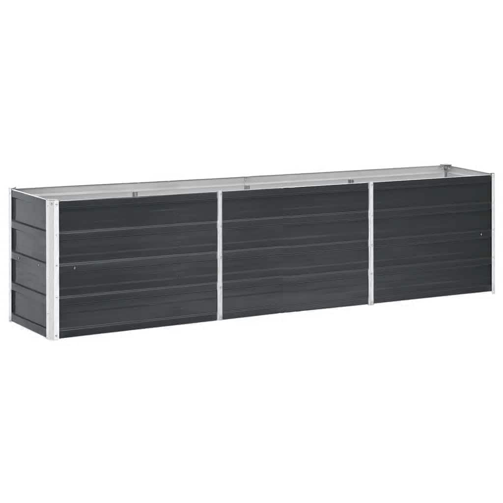 vidaXL Galvanized Steel Garden Raised Bed, 94.5x15.7x17.7, Anthracite - Spacious Outdoor Planter Box for Flowers, Herbs and Vege