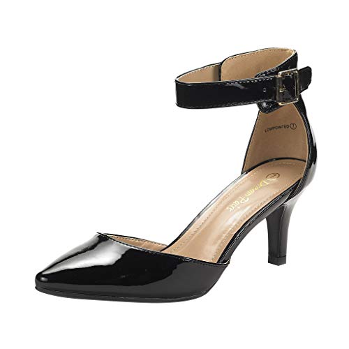 Dream Pairs Womens Lowpointed Black Pat Low Heel Dress Pump Shoes - 10 M Us