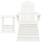 vidaXL Patio Lounge Set - White Adirondack Chair with Detachable Ottoman and Side Table, Solid Fir Wood, Classic Design, Weather Resistant