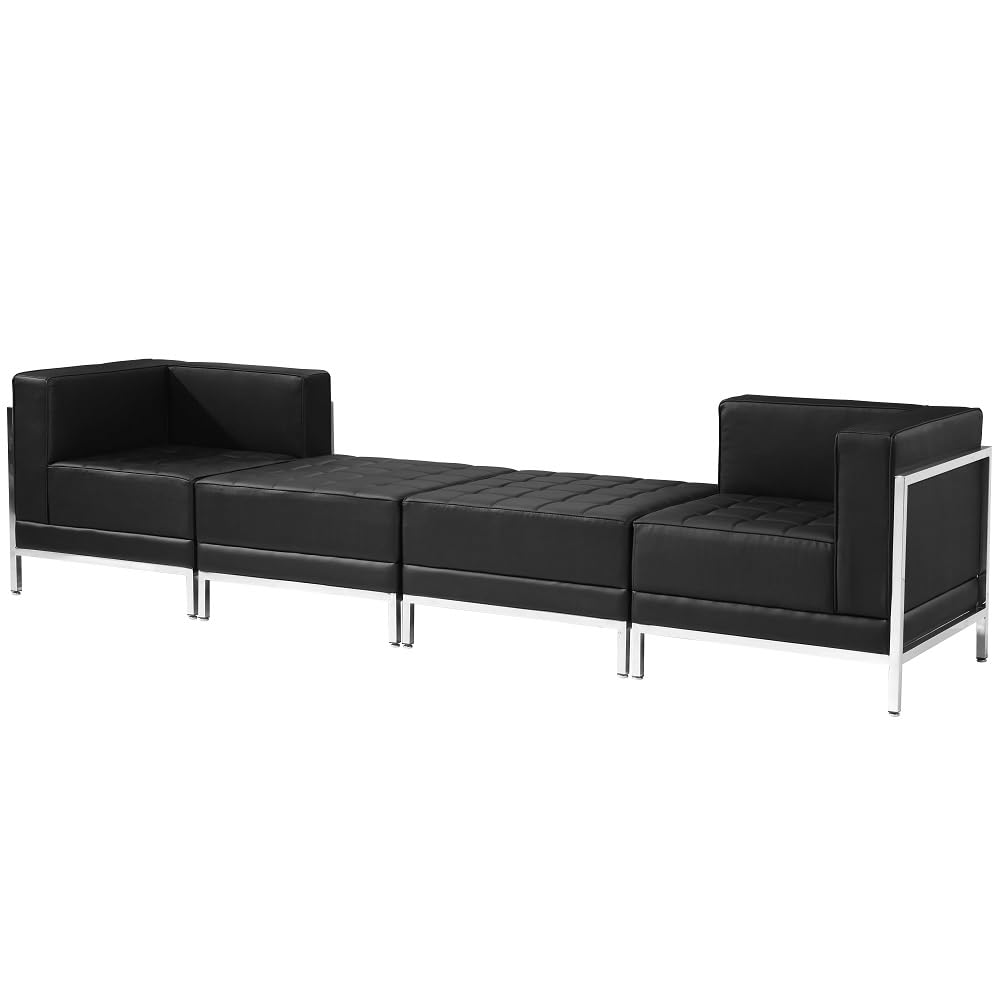 Flash Furniture HERCULES Imagination Series Black LeatherSoft 4 Piece Chair & Ottoman Set