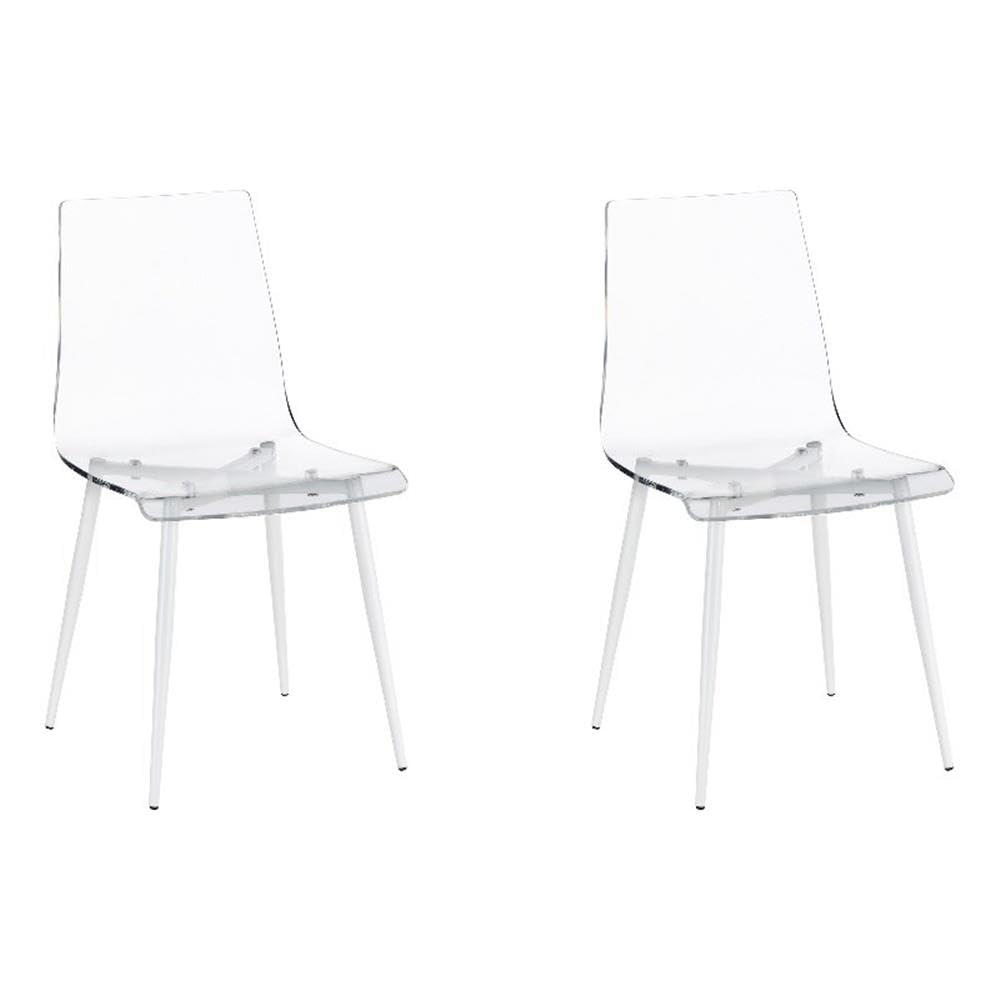 Progressive Furniture A La Carte Set Of 2 Clear Acrylic Dining Chairs W/White Metal Base