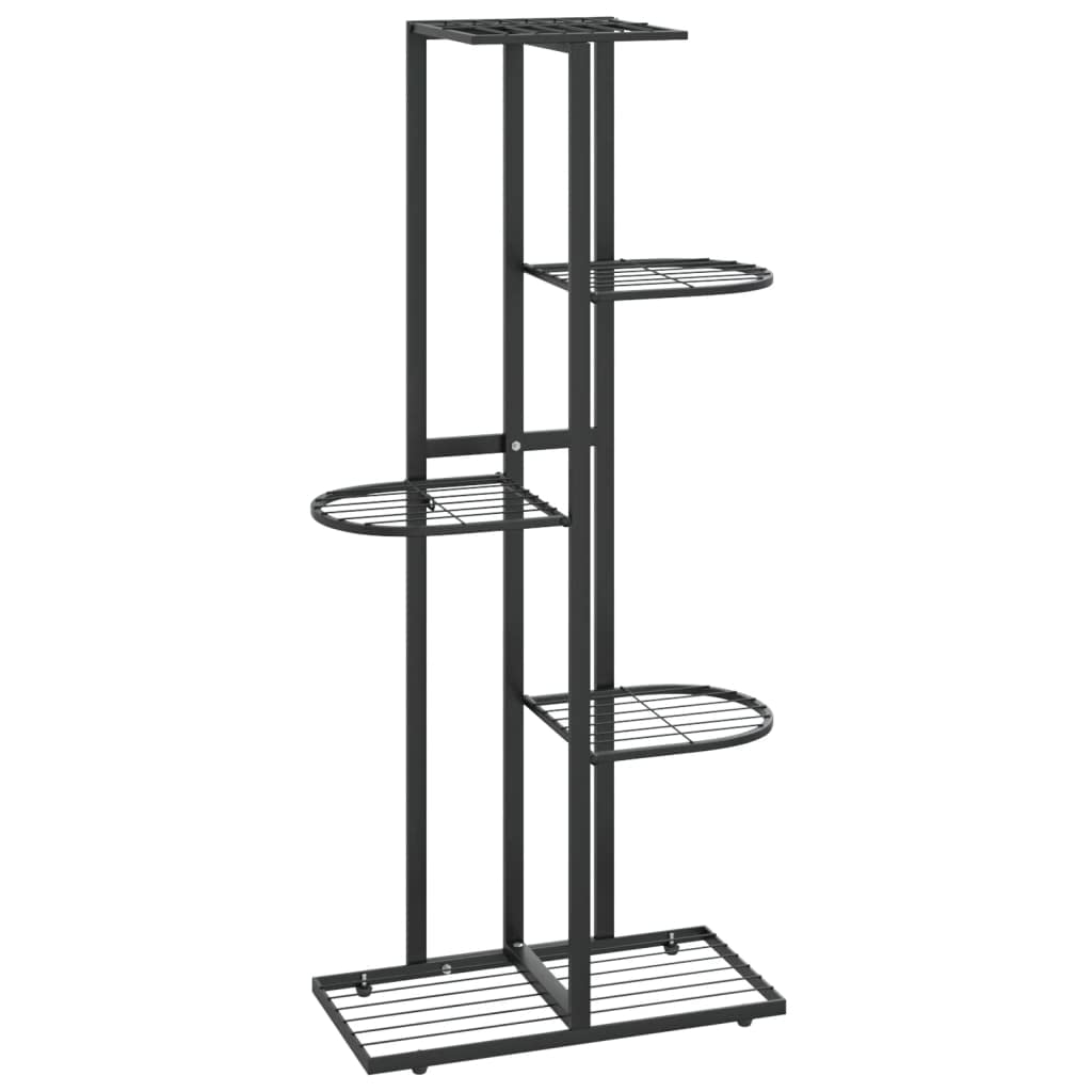 vidaXL 5-Tier Flower Stand, Black Metal Plant Display Shelf, Freestanding Decorative Holder with Sturdy Construction and Easy-to