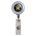 University Of Michigan Wolverines Logo Retractable Reel Chrome Badge Id Card Holder Clip