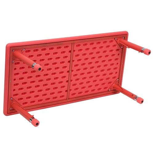 Flash Furniture Height Adjustable Rectangular Red Plastic Activity Table, 24 x 48&quot;