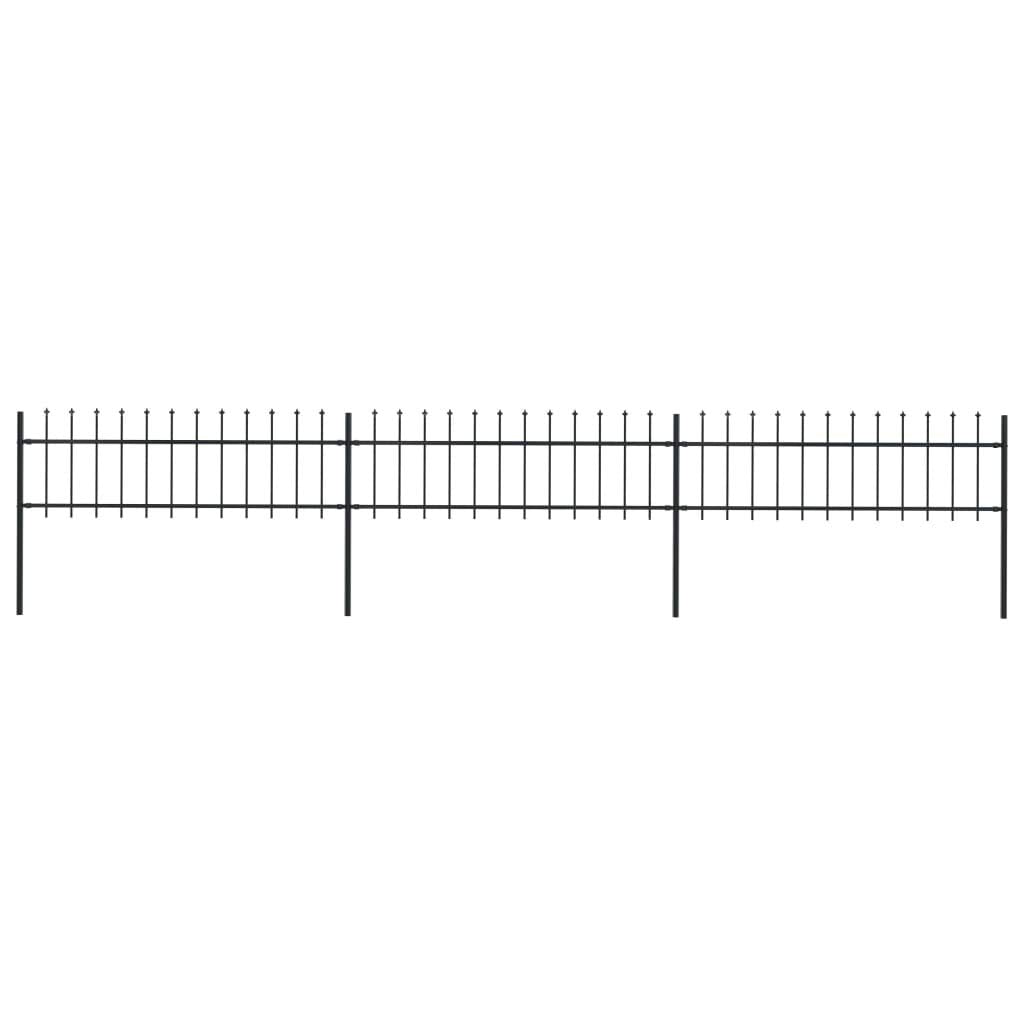 vidaXL - Garden Fence Set with Spear Top, Powder-Coated Steel, Black, 200.8x43.3 - Includes 3 Fence Panels and 4 Posts for H