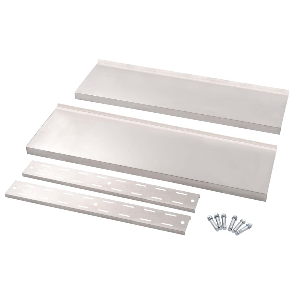 vidaXL Industrial 2-Tier Floating Wall Shelf, Stainless Steel, Adjustable Mounting Bracket Offering Extra Storage Space, Size: 39.4&quot;x11.8&quot;,Gray.