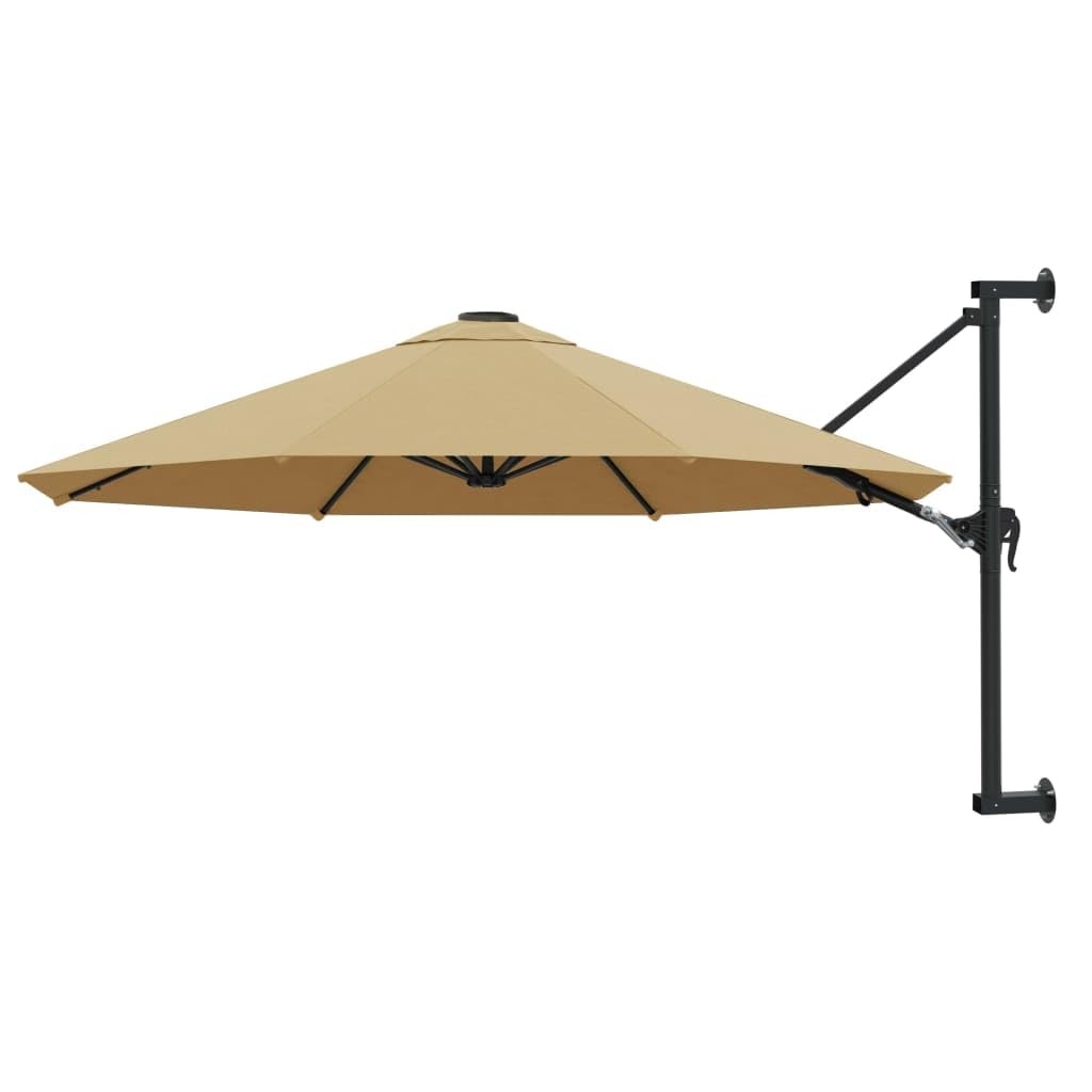 vidaXL Wall-Mounted Parasol with Metal Pole 118.1&quot; Taupe