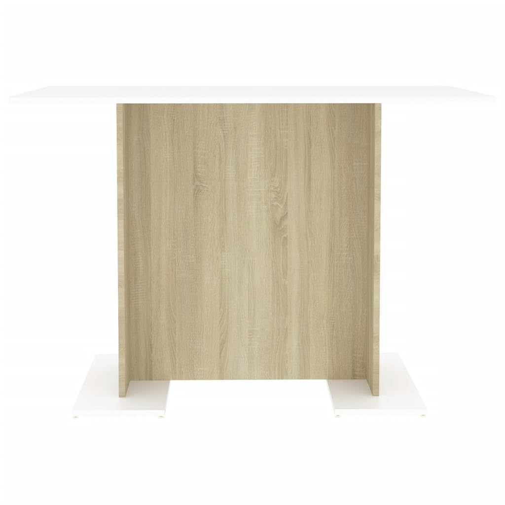vidaXL Dining Table White and Sonoma Oak 43.3&quot;x23.6&quot;x29.5&quot; Chipboard