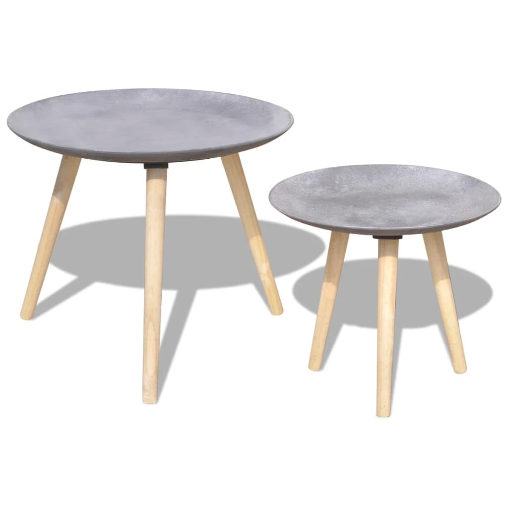 vidaXL Two Piece Side Table/Coffee Table Set 21.7&quot; 17.3&quot; Concrete Gray