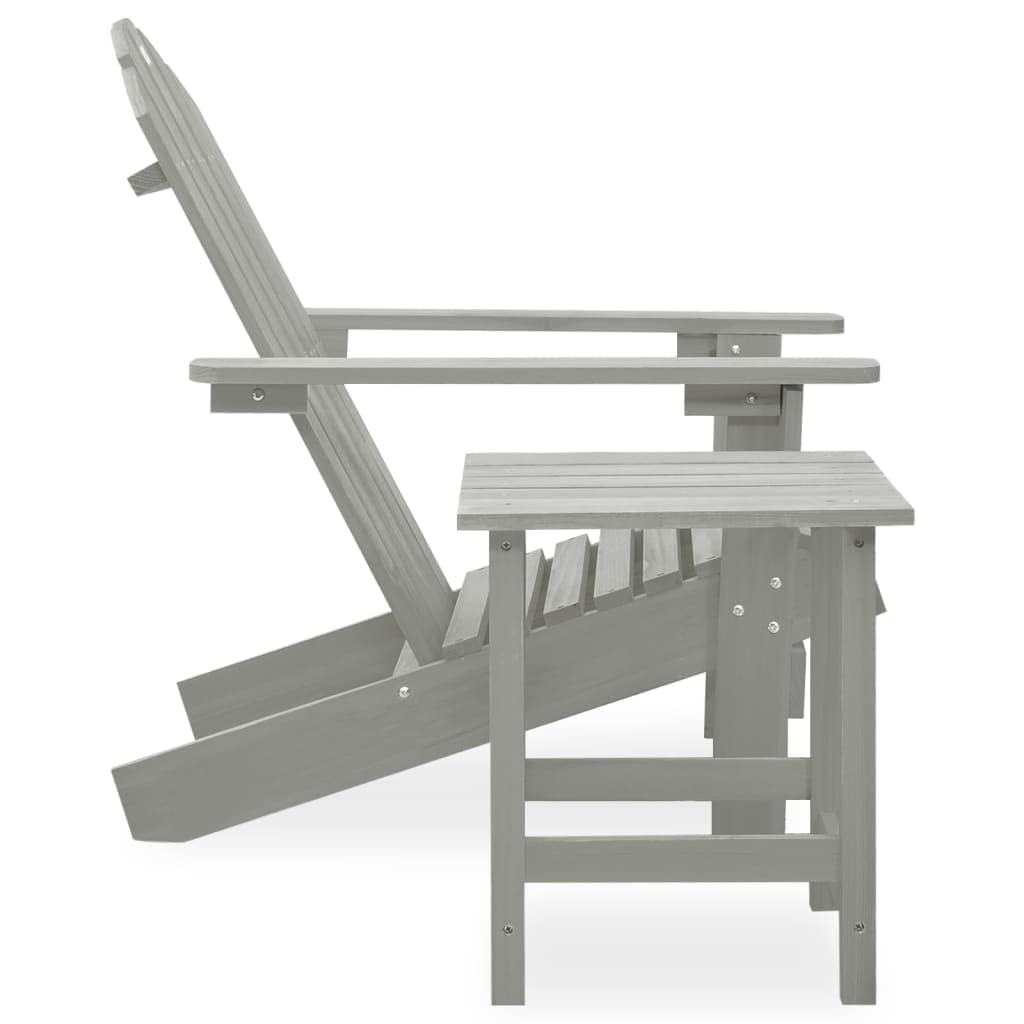 vidaXL Solid Fir Wood Patio Furniture Set, Gray Modern Adirondack Chair and Table, Comfortable and Durable, Ideal for Garden and Outdoor Lounge