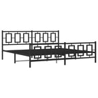 vidaXL Metal King Bed Frame - Black 76x79.9 with Headboard & Footboard, Steel Construction, Underbed Storage Space, Bedroom Furniture