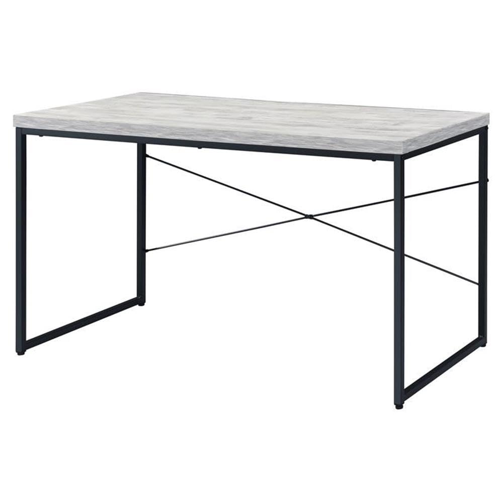 Acme Jurgen Wooden Rectangle Top Writing Desk in Antique White and Black