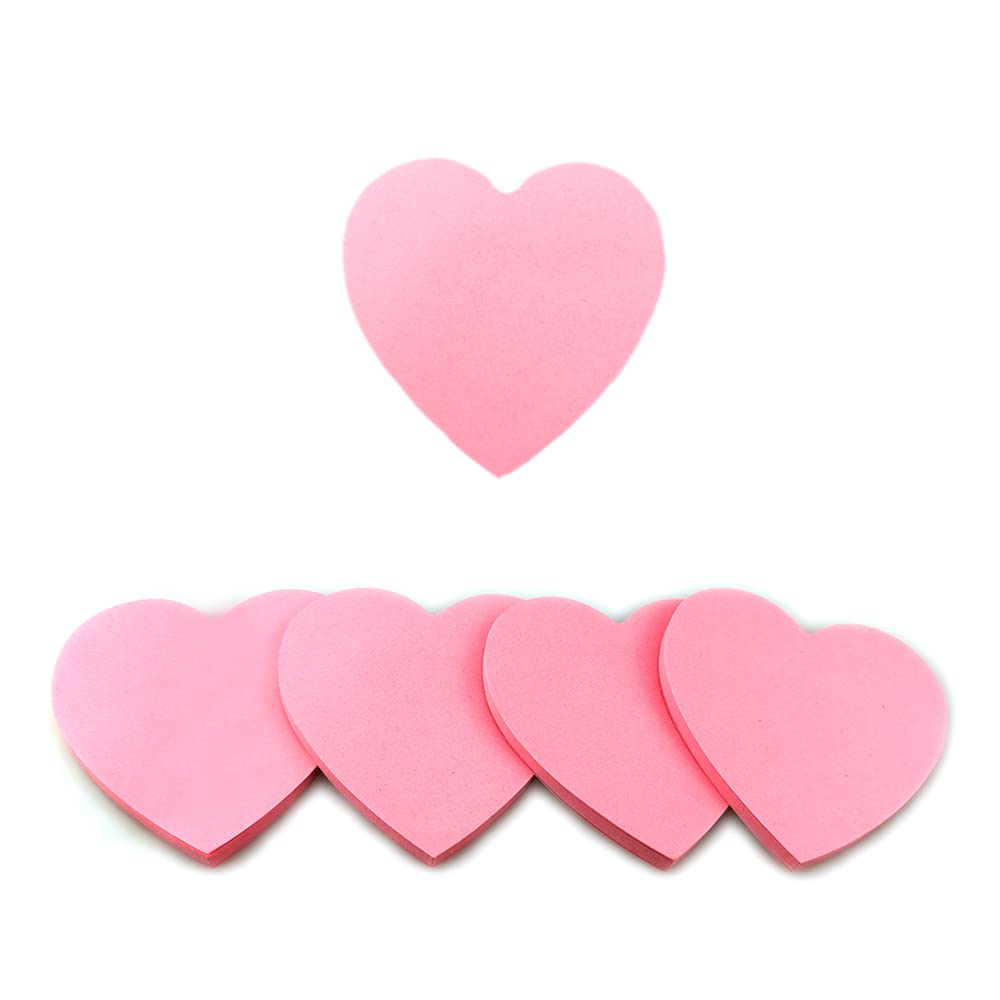 Saktopdeco 4 Pads Small Heart Sticky Notes Pink Sticky Notes Valentines Sticky Notes For Women Self-Stick Memo Pads For Office S