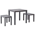 vidaXL Garden Table with 2 Benches Plastic Brown